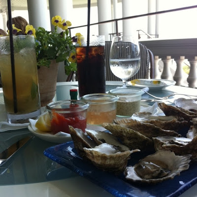 fresh oysters on the porch of the Ocean House