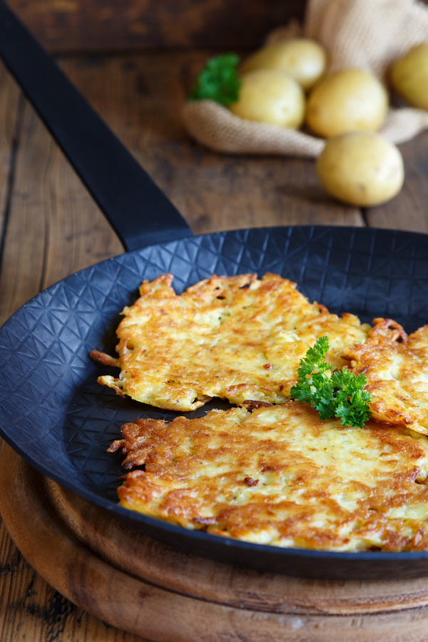 potato pancakes on a pan