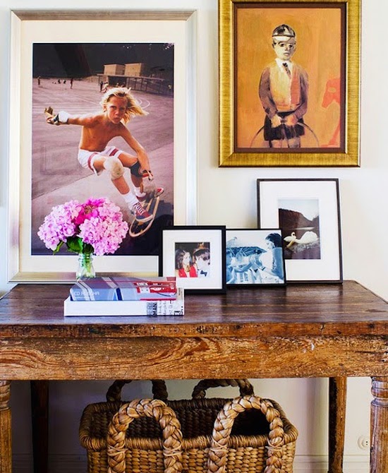 Decorative Storage Basket under table in entry