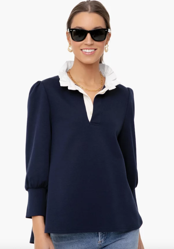 women's fall navy long sleeve top