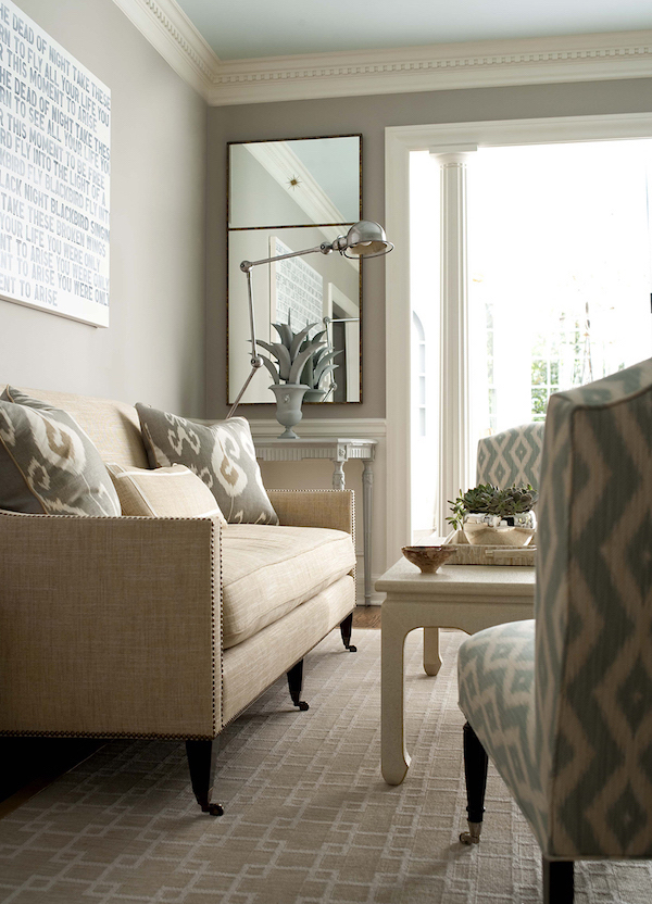 former living room with Benjamin Moore Cape Hatteras Sand on the walls