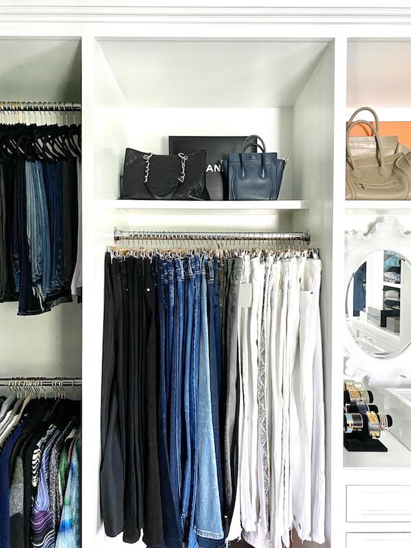 closet organizing ideas for hanging your jeans