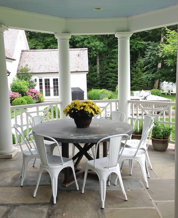 back porch with blue haint ceiling 