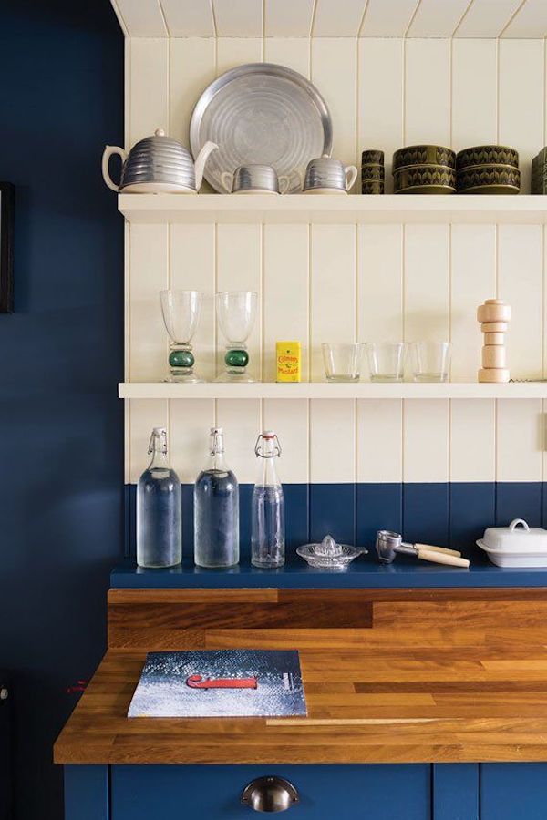 country kitchen painted navy and winborne white
