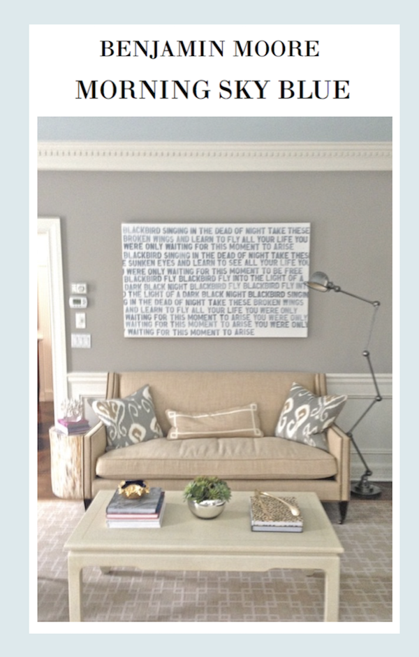living room with ceiling painted Benjamin Moore Morning Sky Blue