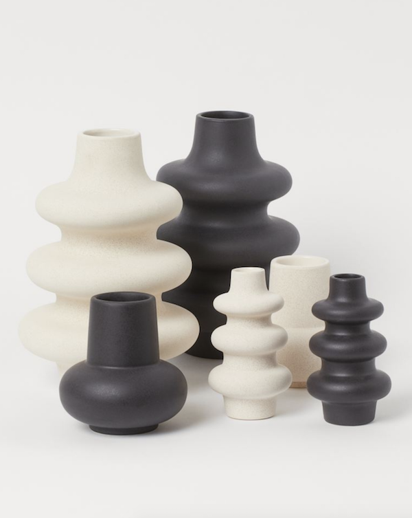 black and white vases