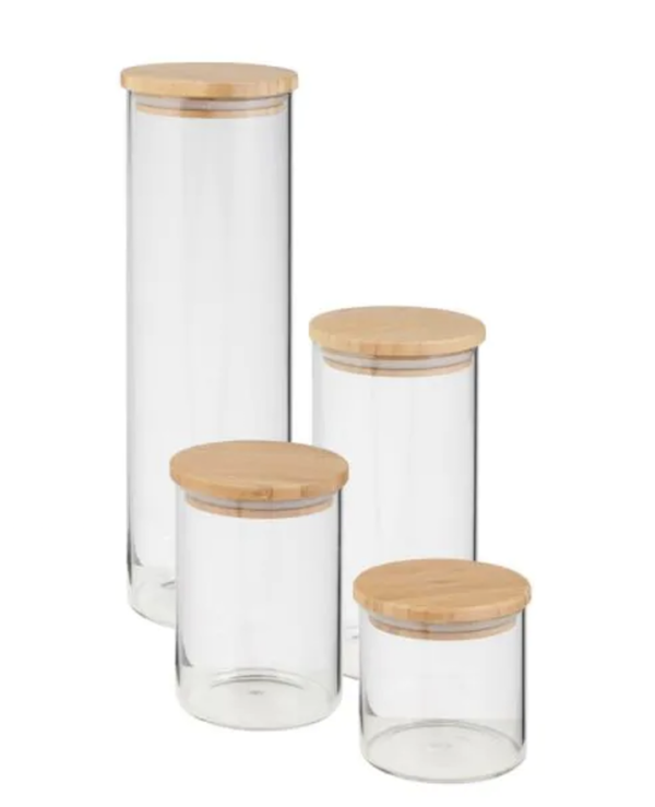 glass jars with bamboo lids