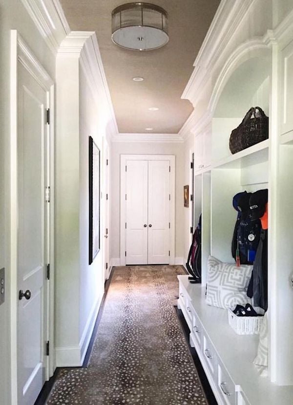 linen white on mudroom walls