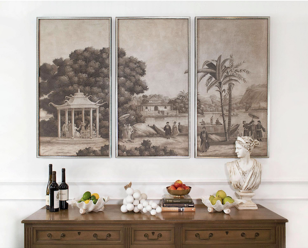 set of three decorative art panels