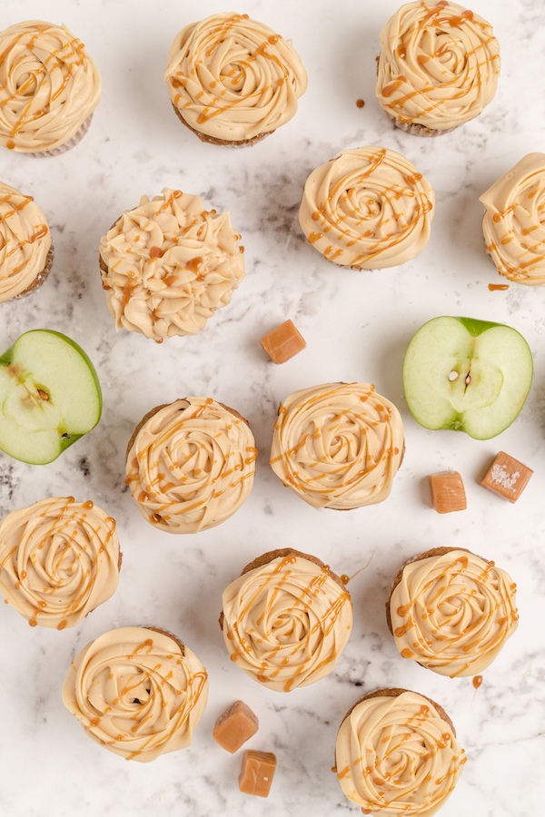 Cinnamon Apple Cupcakes With Salted Caramel Frosting