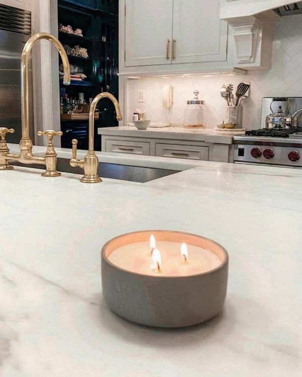 Target candle on kitchen counter