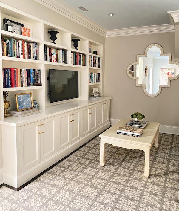 Edgecomb gray walls and bookcase