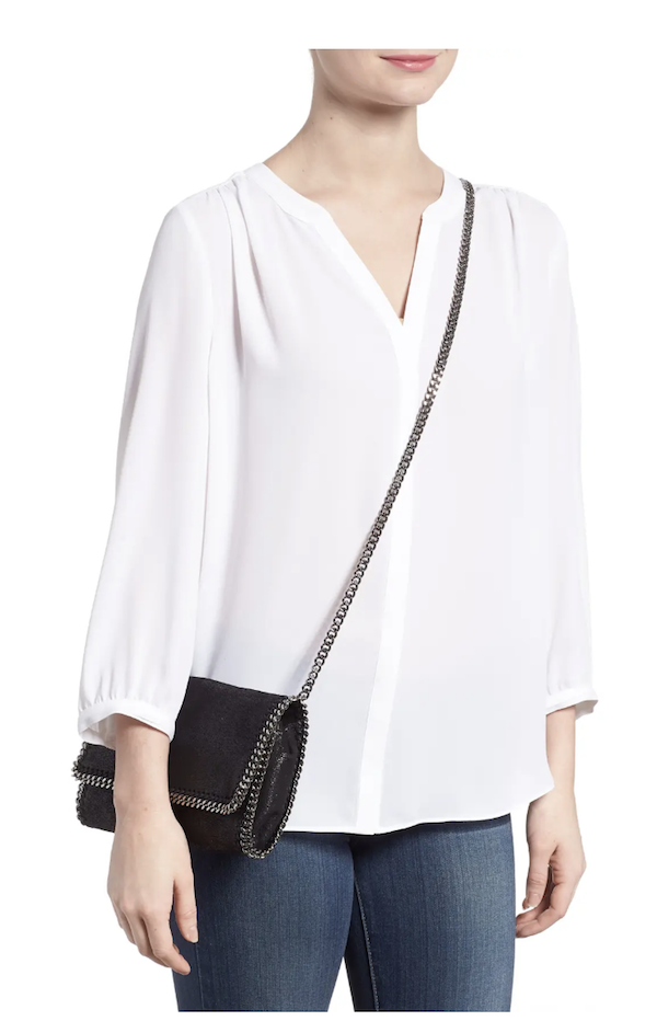 Stella McCartney Wallet on a chain crossbody bag in black.