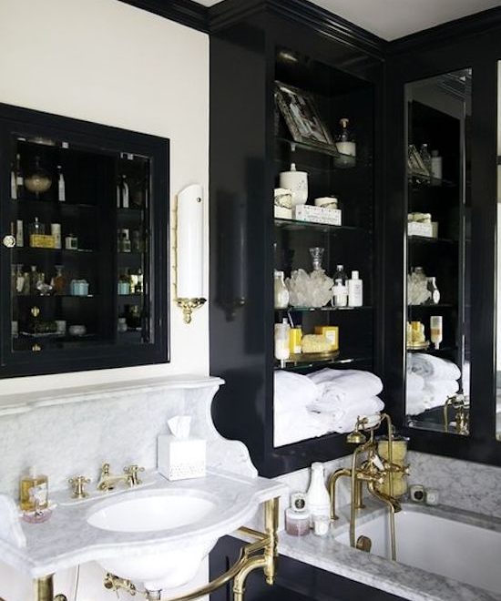 glam black and white bathroom