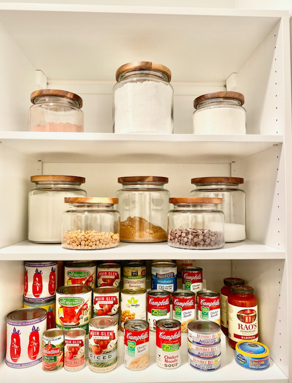 glass jars in pantry