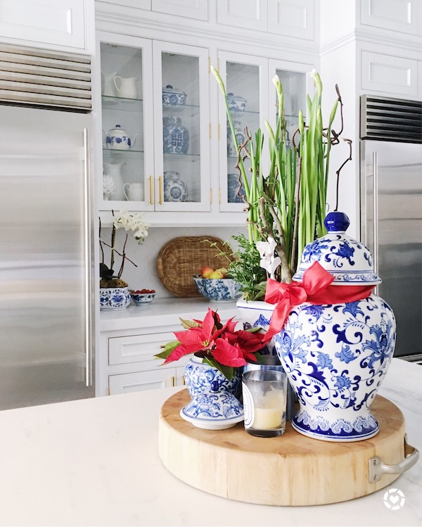 Christmas display on kitchen island
