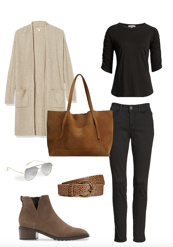 collage of women's fall fashion under $100.