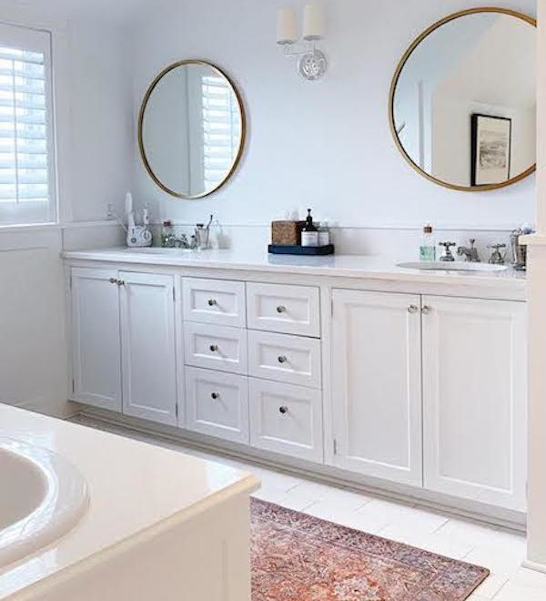 built in double sink bathroom vanity