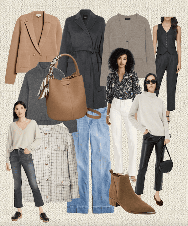 collage of women's fall fashion.