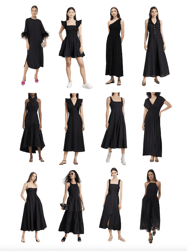 round up of black dresses for summer.