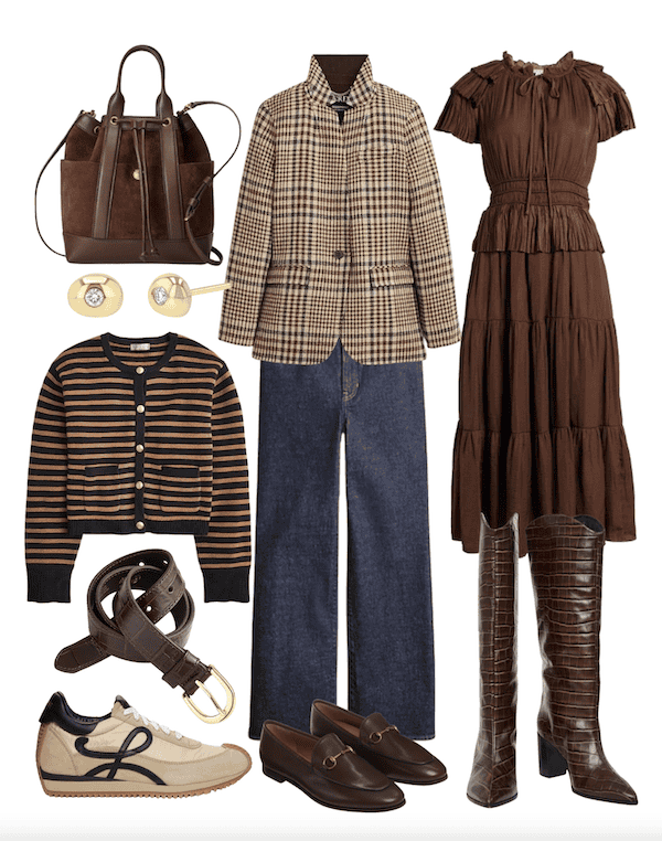 collage of brown fashion for women.