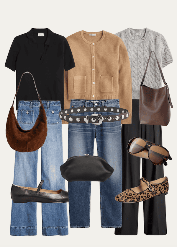 collage of fall fashion finds under $200.