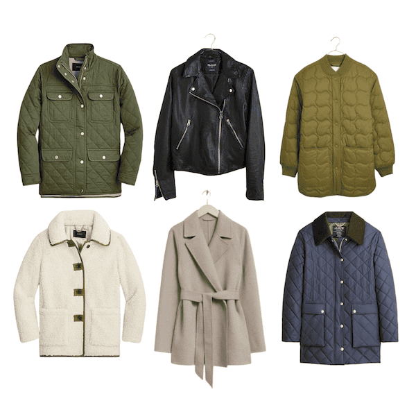 collage of lightweight jackets for fall.