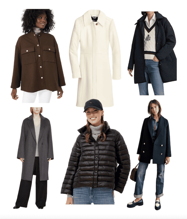 collage of the best fall coats for women.