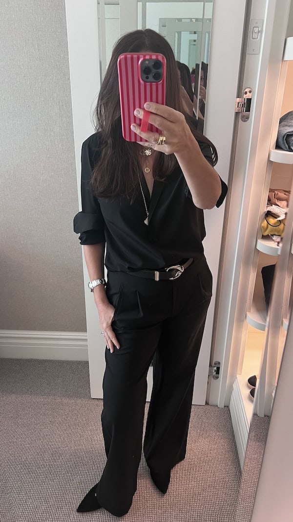 all black dressy dinner outfit women over 50.