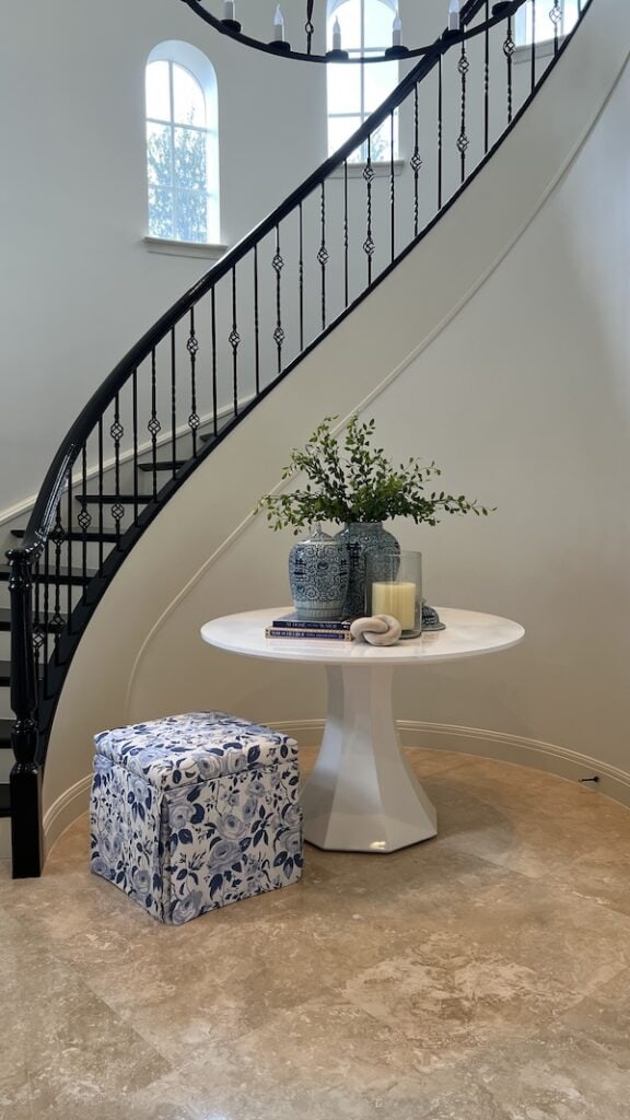 entry table with fresh spring home decor finds.